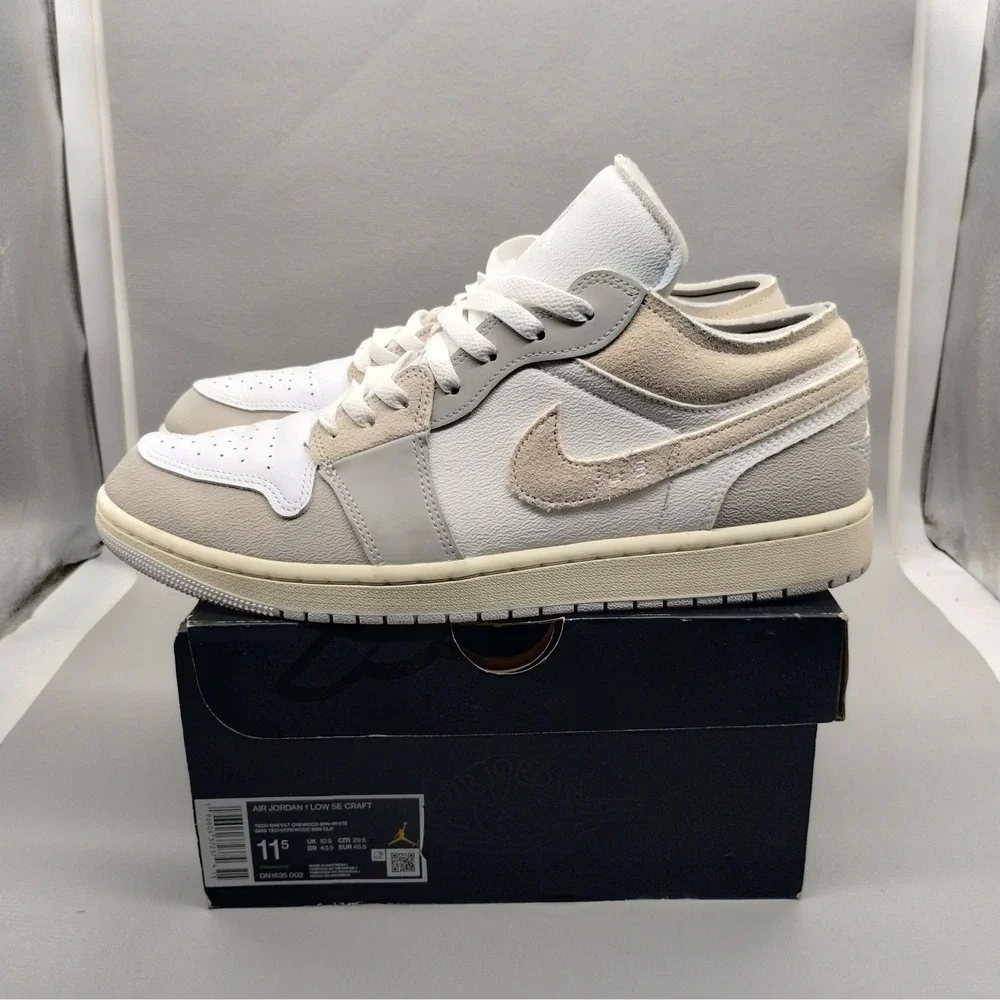 Jordan 1 Low SE Craft‎ Inside Out Tech Grey Mens 11.5 Athleisure Casual Shoes